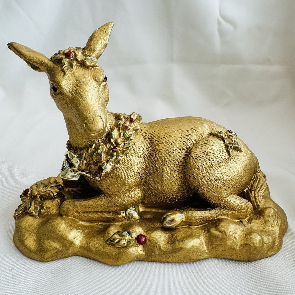 Vintage '96 Galt Interntl Gold Glitter Resin Reindeer – Tabletop Christmas Decor